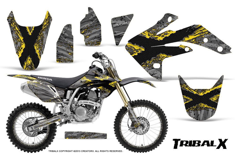 Honda CRF150R 07-10 Graphics Kit TribalX Yellow Silver NP Rims